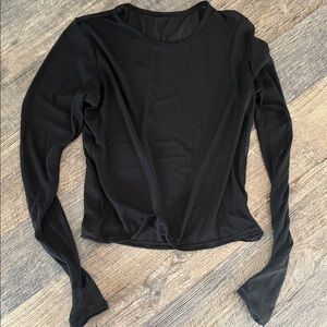 Dynamite Black Sheer Long Sleeve Blouse